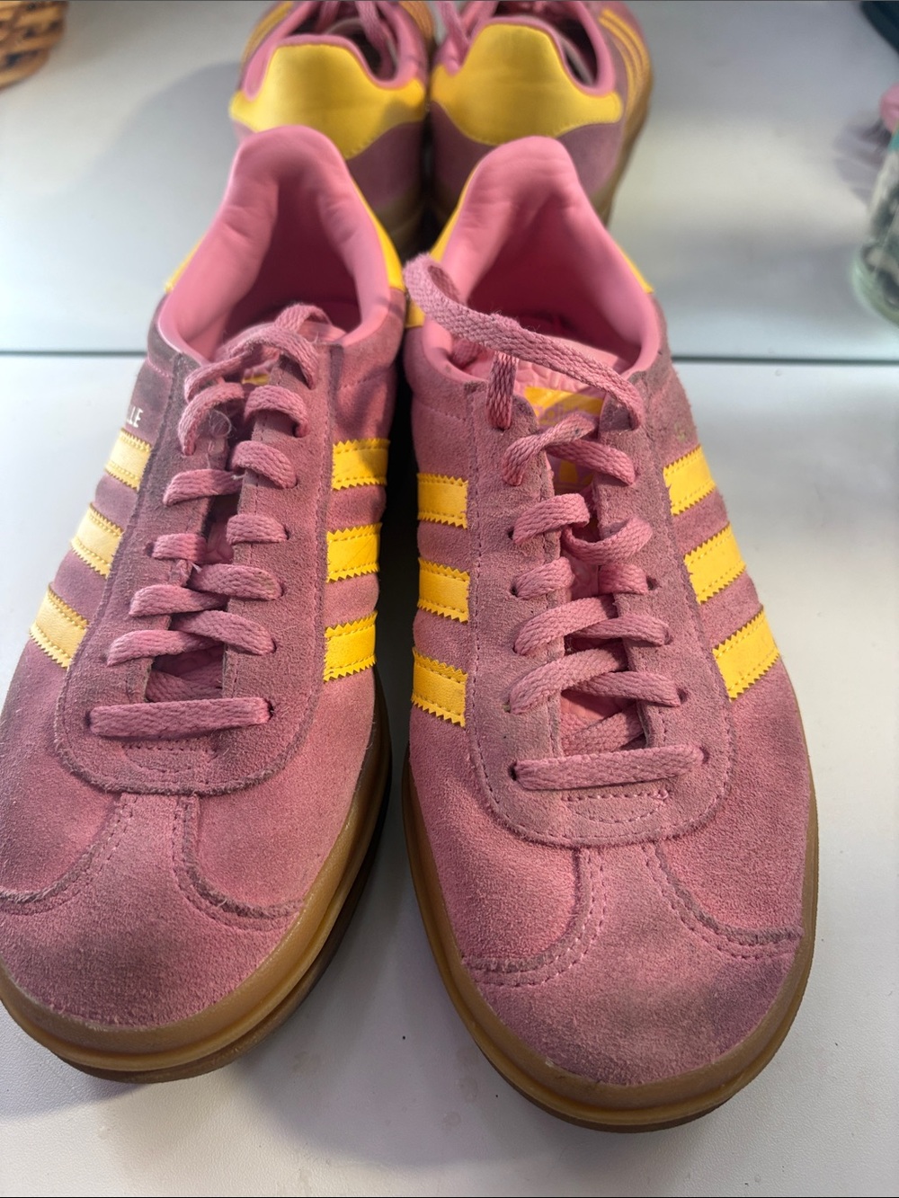 adidas Pink and Yellow Suede Sneakers